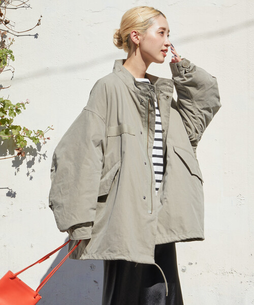 CHERI SINCE1985 | ドローストリングフードパディング中綿ミドルコート