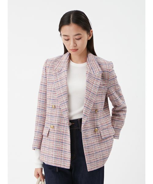 mila owen 金釦ダブルブレストツイードブレザー 金釦ダブルブレストツイードブレザー(テーラードジャケット)｜アウター