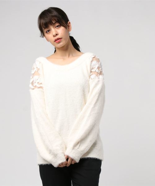 Geera 肩レースフェレットライクシャギーニット Buyee An Online Proxy Shopping Service Shop At Zozotown Bot Online