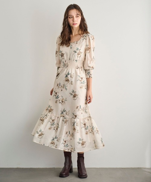 31 SONS DE MODE | 2025秋冬新作 Vネックギャザーフラワーワンピース