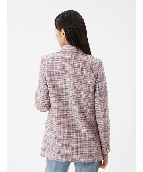 MILA OWEN | 金釦ダブルブレストツイードロングブレザー - Buyee, an