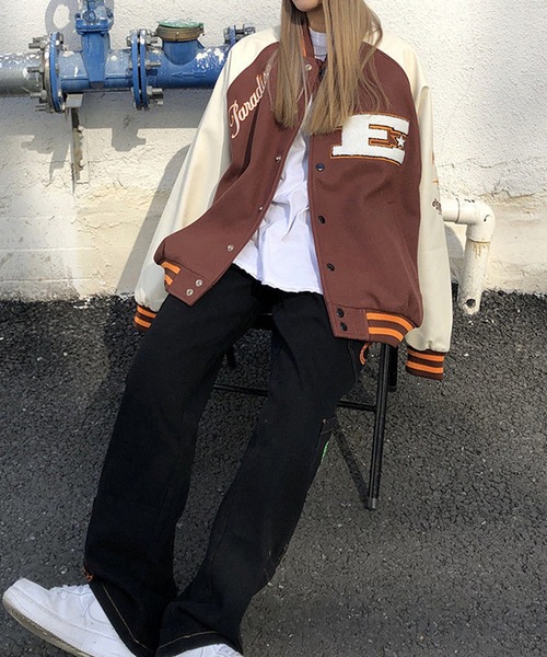 DEVICE | ブラウンベース ビッグロゴ スタジャン アウター ブルゾン