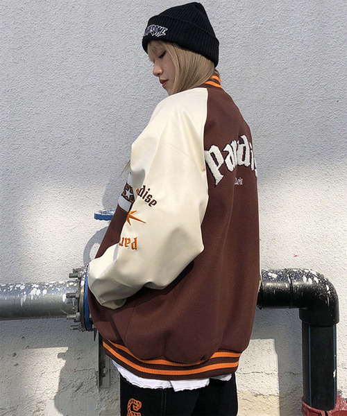 DEVICE | ブラウンベース ビッグロゴ スタジャン アウター ブルゾン