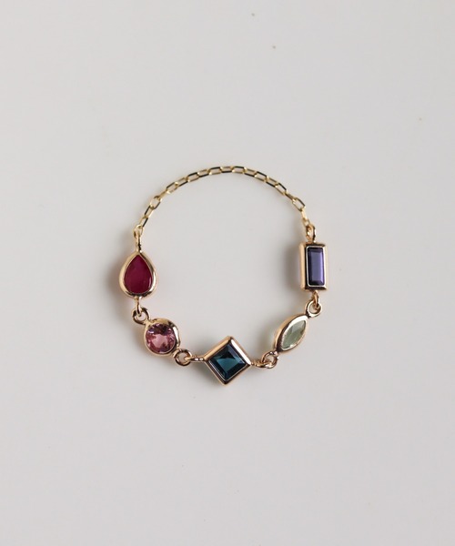 CUI-CUI | マルチカラー ストーン チェーンリング | K10YG - Buyee, an