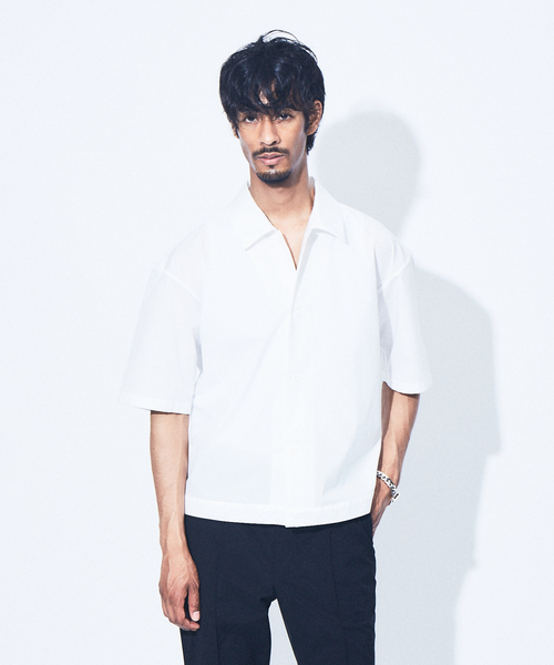 5351 POUR LES HOMMES　　オフホワイトデニムシャツ　シェラック　トルネードマート セール BLANC異素材切り替え半袖Tシャツ （Tシャツ）｜5351POUR