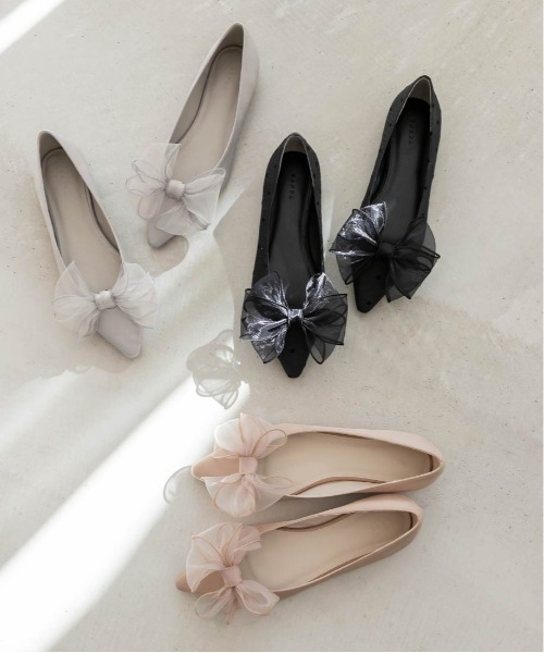 RANDA Heart Collection シアーリボンミュールパンプス（RANDA