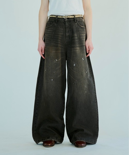 パンツ Camphor wood wide baggy overdye denim S CAMPHOR WOOD | wide baggy overdye denim trousers / ワイドバギー
