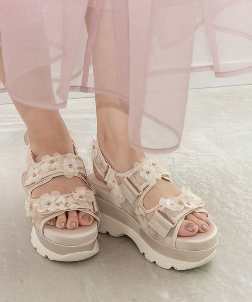 交渉OK♡RANDA♡フラワー♡サンダル♡BLACK♡Mサイズ RANDA | フラワースポーツサンダル - Buyee, an Online Proxy