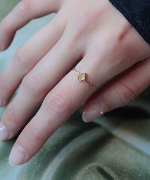 NOIR DE POUPEE | K10 オーバル 天然石 チェーンリング【誕生石】Primo