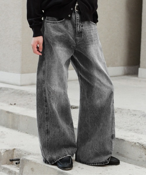 WYM LIDNM | CURVED FLARE BAGGY DENIM - Buyee, an Online Proxy 