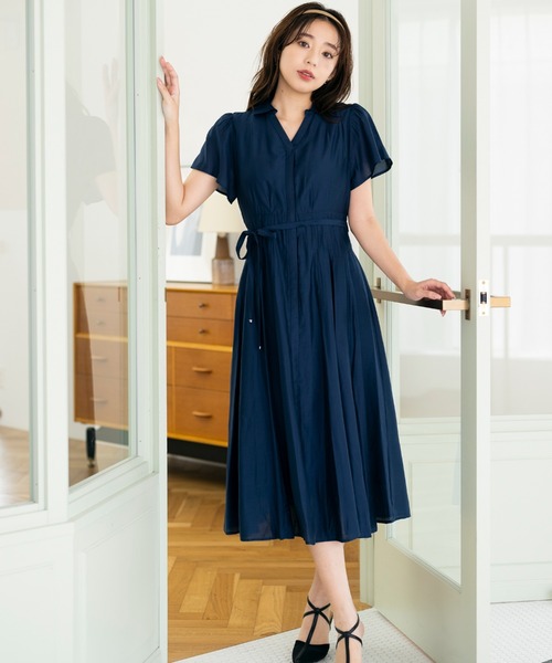 ミッシュマッシュ Vネック フレアスリーブロングニット ミニワンピース 