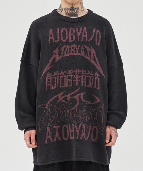 AJOBYAJO | 【AJOBYAJO】Total Logo High-Twist Yarn Sweater AJOBYAJO | 【AJOBYAJO】Total Logo High-Twist Yarn Sweater