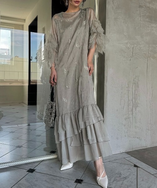 willfully frill volume sleeve border top random frill placement volume sleeve knit（ニット⁄セーター