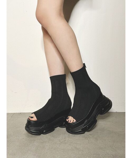 MURUA ジャガードソックスブーツサンダル ブーツ ヒール MURUA ジャガードソックスブーツサンダル ブーツ ヒール