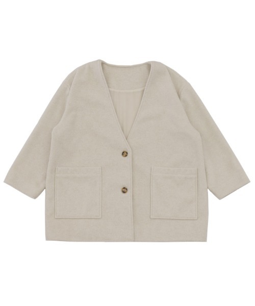 select moca【美品】 ベージュ オーバーサイズ ノーカラー セット ノーカラールーズベストセットアップ（セットアップ）｜select