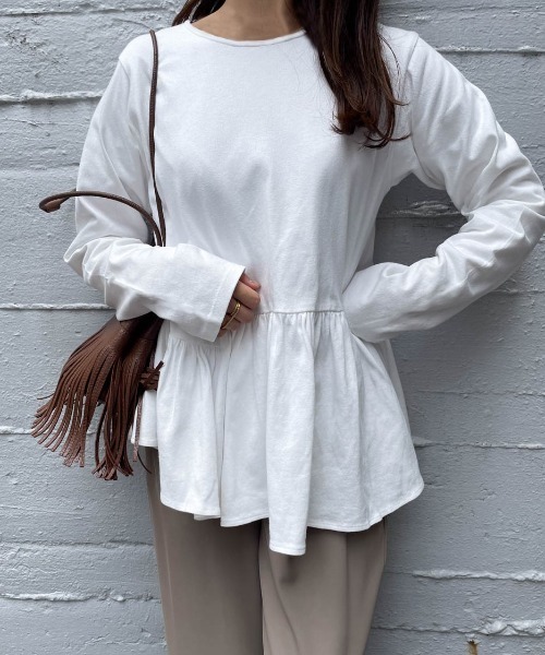 sheller♡シェリエ♡ショルダーリボンペプラムトップス 卸売 通販