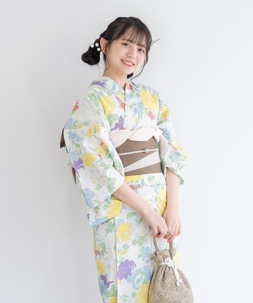 SOUBIEN 夏を彩るレディース浴衣2点セット （浴衣＋帯） SOUBIEN 浴衣 夏を彩るレディース浴衣2点セット （浴衣＋帯