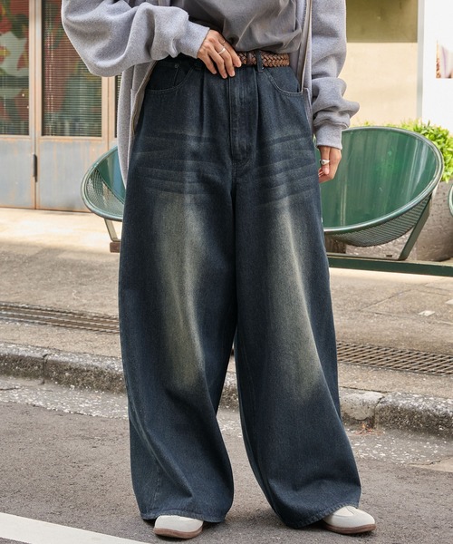 soerte ワイドバギーヴィンテージライクデニムパンツ 1 エモスタンス