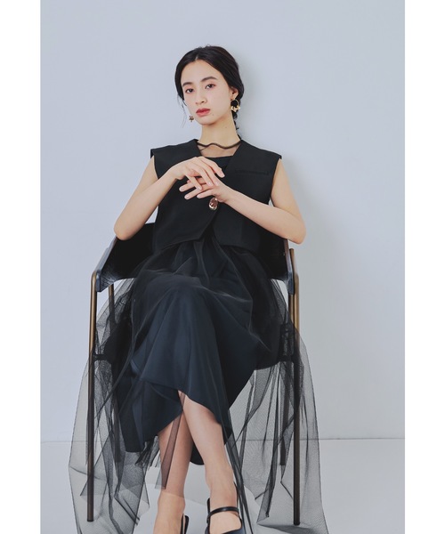 niana] トランスペアレントヘムセットアップドレス パーティードレス