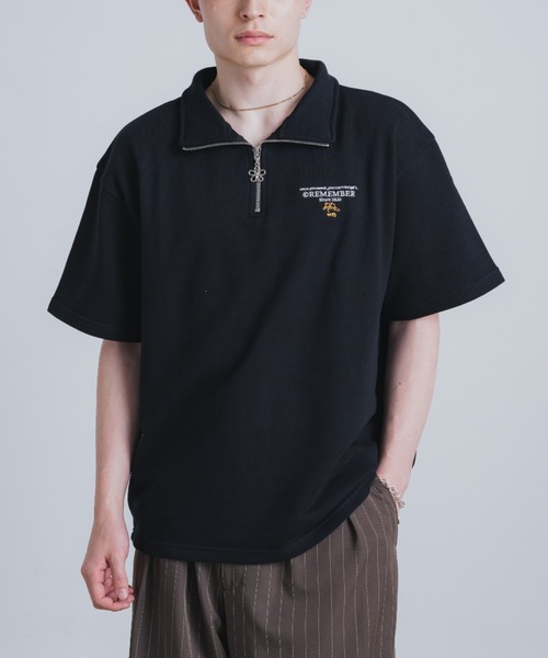 REMEMBER. | 【フラワーチャーム半袖ハーフジップ】 - Buyee, an