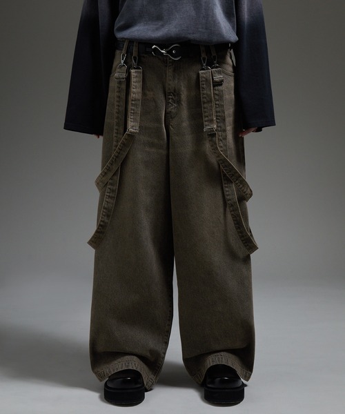 CODEGRAPHY | WRINKLE CRACK WIDE PARACHUTE CARGO PANTS