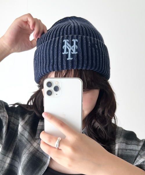 韓国限定！MLB NYロゴ刺繍 ホワイトニット帽 MLB ニット帽 ニットキャップ レディース メンズ : ZOZOTOWN Yahoo!店