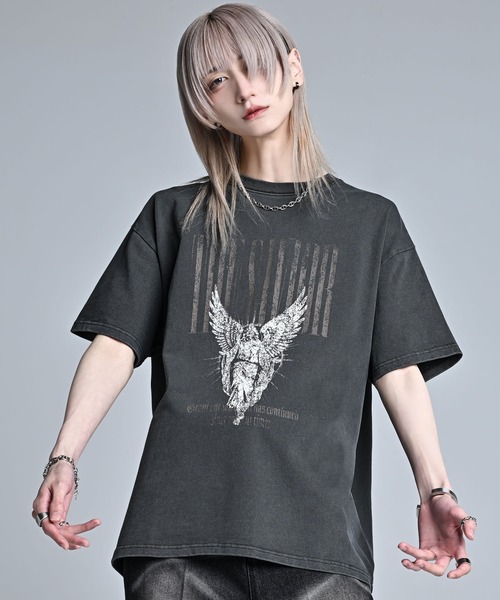GRANCY】ラインストーンクラックダーティ半袖Tシャツ Sサイズ 【公式通販】
