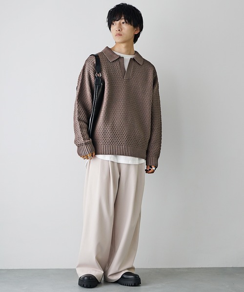 MINORITY | 【MinoriTY】立体ハニカム編みスキッパーポロニット