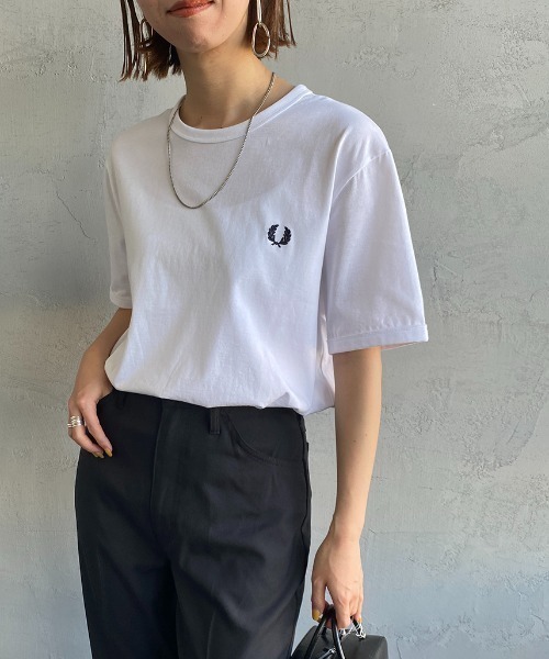 【新品タグ付き】 FRED PERRY ワンポイントロゴ刺繍 リンガーTシャツ FRED PERRY/フレッドペリー] 別注 ワンポイントロゴ刺繍