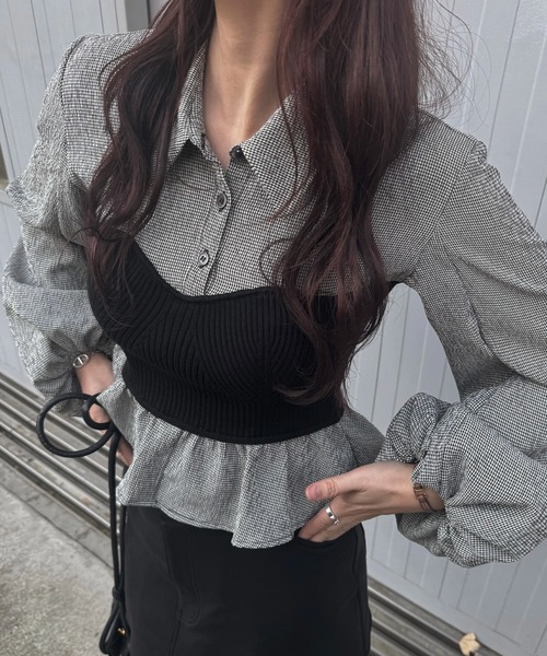 WILLFULLY | knit bustier docking peplum BL - Buyee, an Online