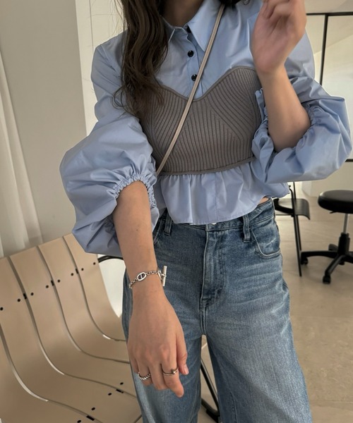 WILLFULLY | knit bustier docking peplum BL - Buyee, an Online