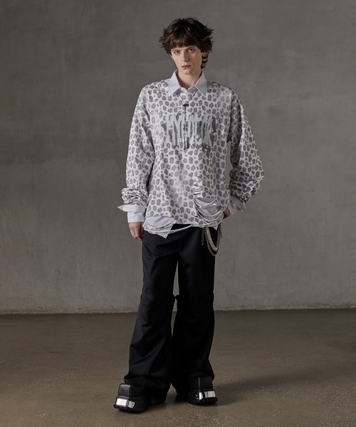 完売品 グランシーGRANCY ダメージ ドッキング デザインシャツ