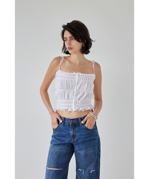 ALEXIA STAM リブニット　クロップド　キャミソール ALEXIA STAM リブニット クロップド キャミソール Ribbon Knit