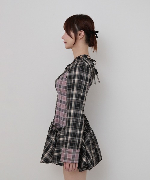 RUMNEL: | チェックバルーンミニワンピース / check balloon mini one