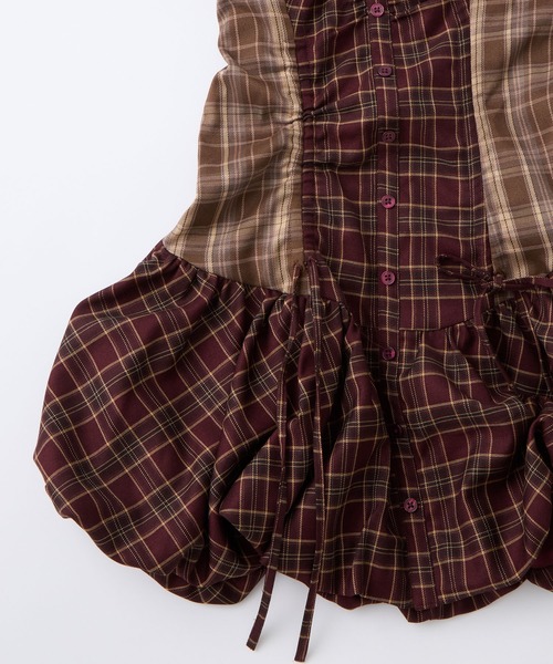 【新品タグ付】rumnel: ルムネル チェックバルーンミニワンピース RUMNEL: | チェックバルーンミニワンピース / check balloon mini one