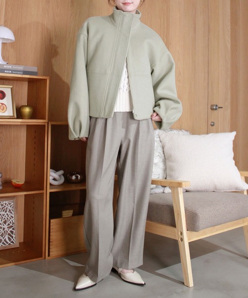REURIE' | 【HIT ITEM!】ダブルジップショートウールコート / スタンド