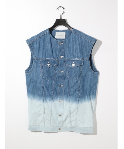 YENN SLEEVELESS DENIM JK タックデニムベスト　ノーカラー YENN SLEEVELESS DENIM JK タックデニムベスト ノーカラー ノー