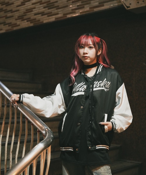 DEVICE | バイカラー オーバーサイズ 古着風 スタジャン ブルゾン