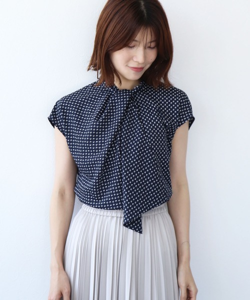 ブラウス シャツ 「KOKIA/コキア」ライトデシン幾何学柄フレンチブラウス レディース TITE IN THE STORE | 【KOKIA/コキア】ライトデシン幾何学柄