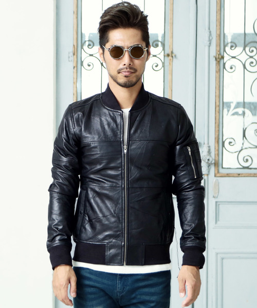 Jiggys Shop 本革ma 1ジャケット エムエーワン レザー ジャケット ライダース ブルゾン アウター 革ジャン ラム ショート丈 Ma1 Buyee An Online Proxy Shopping Service Shop At Zozotown Bot Online