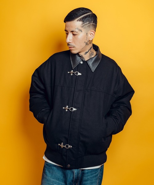 CLEL ウールブレンド ヘリンボーンツイードファイヤーマンブルゾン S