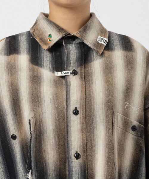 ミハラヤスヒロ　Double Layered Stripe Shirts Maison MIHARA YASUHIRO｜ダブルレイヤードストライプシャツ