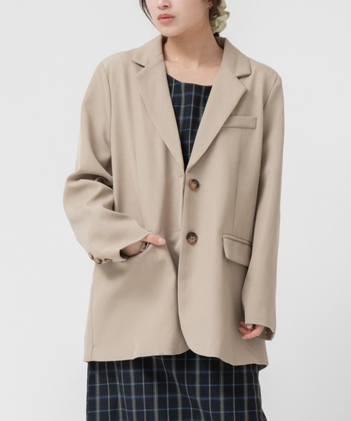 HEILIS リボンタイ ショートコート チェック ベージュ HEILIS