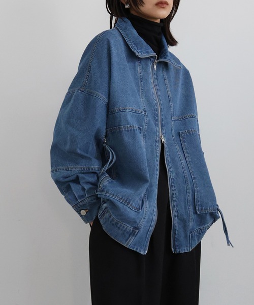 hellam　Wジップ デニム ブルゾン ジャンパー　Ｇジャン　ブラック　F hellam ブルゾン アウター Wジップデニムブルゾン レディース