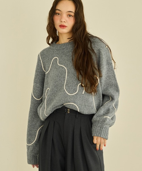 OLUN | nuance tape line knit/ニュアンステープラインニット - Buyee