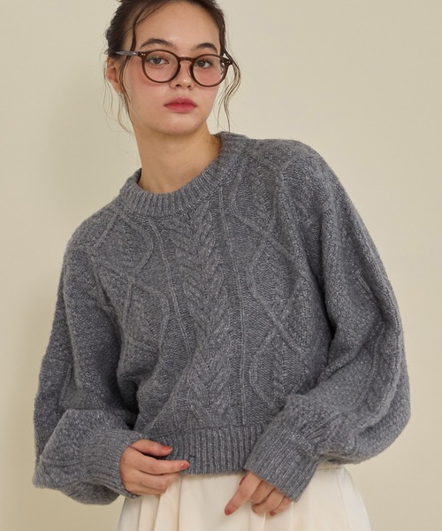 olun short cable knit/ショートケーブルニット カーキ OLUN | short cable knit/ショートケーブルニット - Buyee, an Online