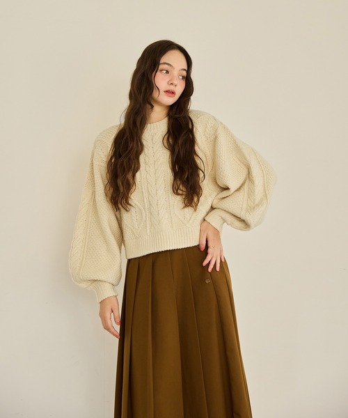 olun short cable knit/ショートケーブルニット カーキ OLUN | short cable knit/ショートケーブルニット - Buyee, an Online