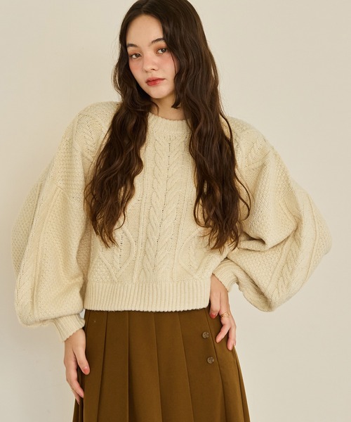 OLUN | short cable knit/ショートケーブルニット - Buyee, an Online