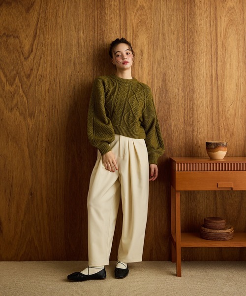 olun short cable knit/ショートケーブルニット カーキ 97599465b_b_71_500.jpg