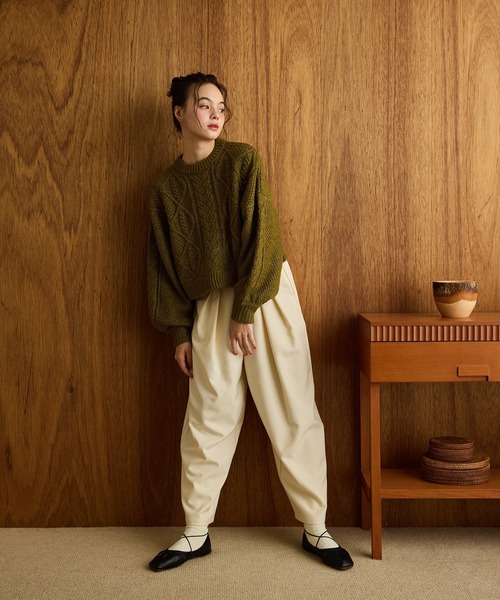 OLUN ショートケーブルニット short cable knit/ショートケーブルニット（ニット/セーター）｜OLUN